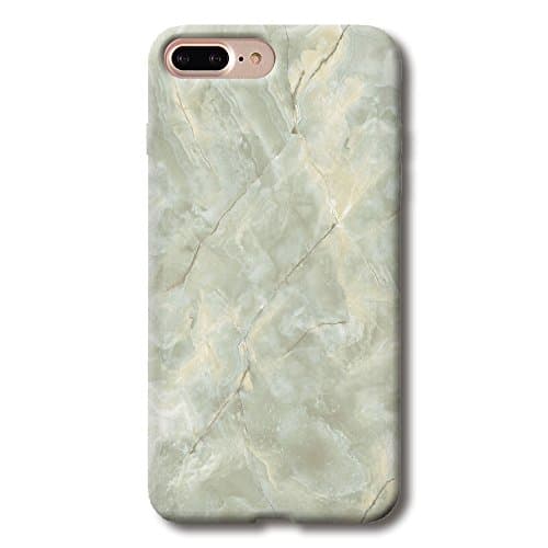 ELETRICO iPhone 7 Plus Case TPU Silicone Soft Back Cover Marble Stone Pattern 5.5 inch (light green)