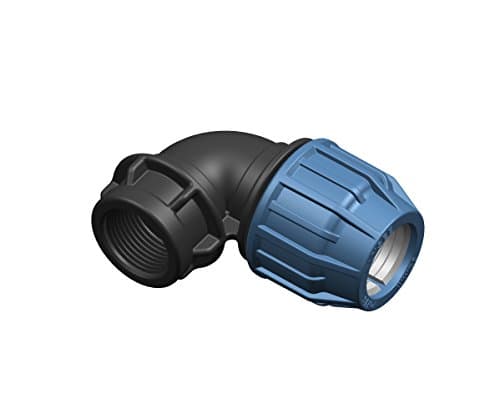 1 Polypropylene clamping connector fitting elbow with internal thread 20 mm, 0,5 inches pipe, connector for PE pipe DVGW drinking water PN16