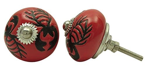 Cabinet Door Decorative Unique Kitchen Red Ceramic Drawer Pull Knobs 1 Pair
