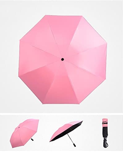 Creative 8 Bone Fully Automatic Folding Reverse Solar Umbrella Solid Color Black Glue Anti-UV Umbrella Man Lady Sunny Rain Double Umbrella , powder