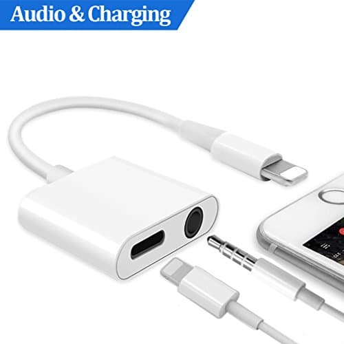 Lightnig Jack Adapter for iPhone 7/7 Plus iPhone 8 / 8Plus /X/10.Lightnig Charging Cable 3.5mm Aux Headphone Jack Adaptor. 2 in 1 Lightnig to 3.5mm Audio Adapter and Charger for iPhone 6 . Earphone Adapter for iPhone 8 / 8Plus / 7 / 7Plus / X. Compatible with iOS 10.3 /iOS 11 or Later (White)