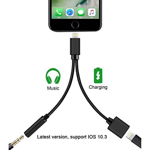 Lightning Adapter for iPhone 8, Asoon Lightning adapter for iPhone 7, Lightning to 3.5mm Headphone Jack Adapter, Supports IOS 11 or Later (Black)