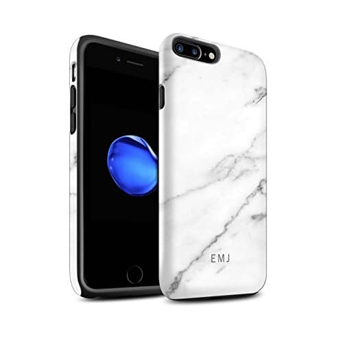 Personalised Custom Marble Matte Case for Apple iPhone 7 Plus / Porcelain White Label Design / Initial/Name/Text Shockproof DIY Cover