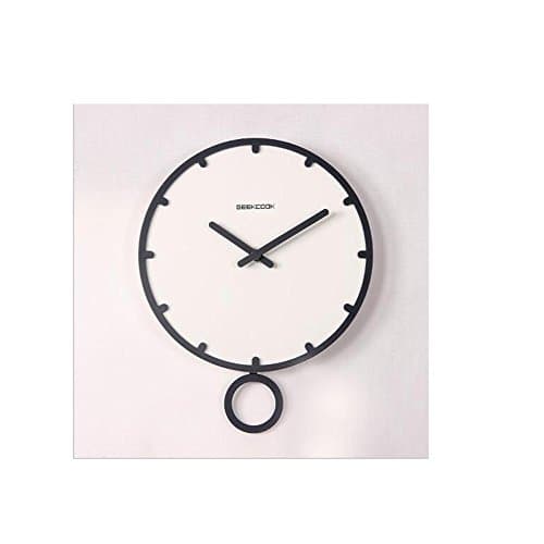 Simplicity Creative Wall Clock , Wooden Round Pendulum Swing with Time Silent Non-ticking for Home Kitchen/Living Room , 12 inches , gray