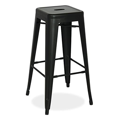 Retro Mmilo Tolix style Metal Side Stackable Breakfast Stool for Bar Kitchen - Matt Black