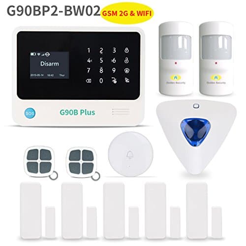 Home Security System,Golden Security touch screen keypad LCD display Wireless WIFI &amp; GSM(2G) 2-in-1 with Auto Dial,Motion Detectors and more DIY Home Alarm System G90BP2-BW02