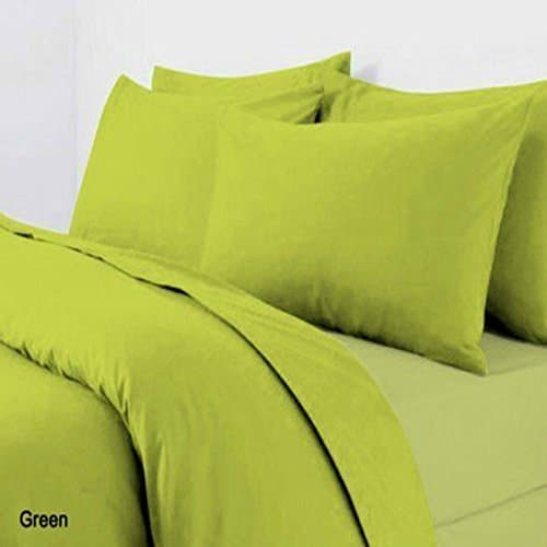 Polycotton Plain Dyed Flat BED Sheet Single Double King Super King Sizes &amp; Pillow Covers /cases (King, Lime Green)
