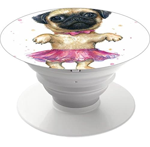 Multi-function Mobile Phone Holder.Expanding Stand and Grip Mount for Smart cell phone and tablet-Pug in a Tutu Cute Puppy Painting