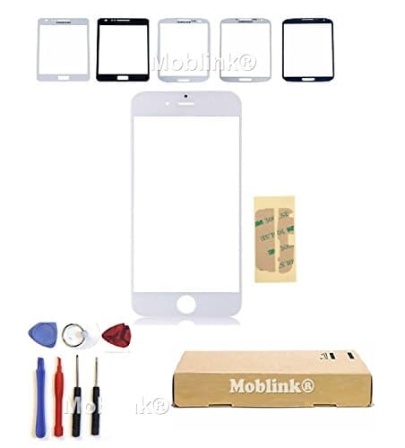 Moblink ® Replacement Front Outer Glass Screen Lens For Apple iPhone 6s 6 White - Tools Kit &amp; Adhesive (iPhone 6/6s, White)
