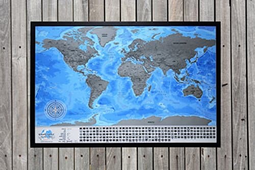 Scratchable Map with Black Frame - Detailed Blue Scratchable Travel Map (Black Frame)