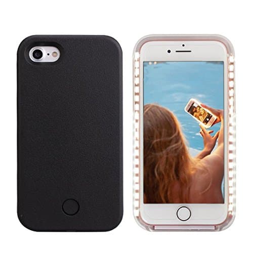 Avkkey iPhone 8 Led Case iPhone 8 Selfie Light iPhone Case Great for a bright Selfie and Facetime Illuminated Light Up Case Cover for iPhone 7 4.7'' - Black