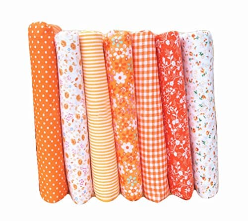 7 Braids Twill Cotton Fabric for Sewing Patterns Patchwork Fat Quarters Tissue Quilt DIY Pattern Cloth 50 cm x 50 cm (Orange)