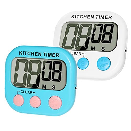 MOMONY 2 Pack Digital Magnetic Kitchen Timer Count-Down Up Clock with Large LCD Display Loud Alarm and Stand for Home Cooking