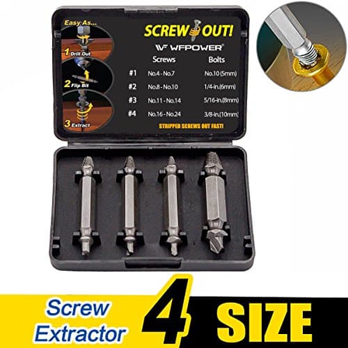 WFPOWER Speed Out Screw Extractor Drill Bits 4 PCS Tool Set Broken Damaged Bolt Remover