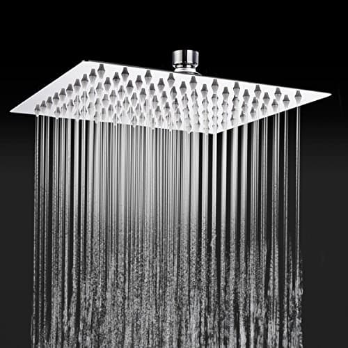 Extra Large 8-Inch Drenching Rain Fall Shower Head Fixed Mount with Swivel 1/2 Metal Ball Connector High Polish Chrome,Luxury Durable Rain (Not include Shower Arm)