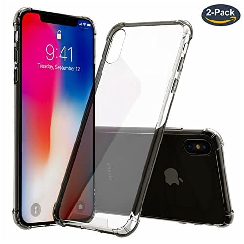 iPhone X Case, iPhone 10 Case, Alyee TPU+ Hard PC Transparent Gel Case Shock Absorption Anti-Scratch Supports Wireless Charging for 5.8" Apple iPhone X( Crystal Clear+Gray Clear)