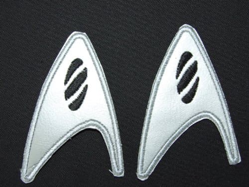 ONEKOOL Star Trek Science Crew Patch set, 2 Iron-On Patches - Metallic Silver