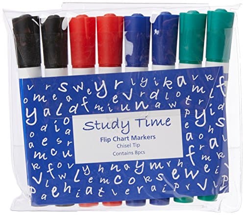 Study Time Flip Chart Chisel Tip Marker Pen - Assorted Colours (Pack of 8)