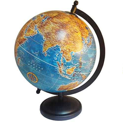 Medium Rotating World Map Decorative 8" Plastic Globe Iron Standing Home Décor Handmade World Map Desktop Table Decorative Map Globes