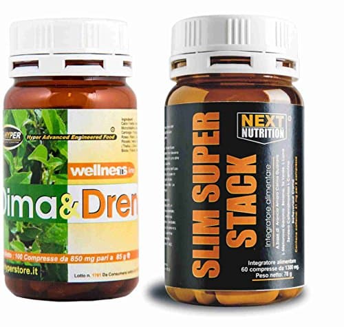 Slimming supplements | Slimming Kit 2 products | Slim Super Stack 60 CPR Thermogenic Fat Burner + Dima &amp; Dren 100 CPR Slimming draining, lose excess fluids | Natural Diuretic | Cellulite