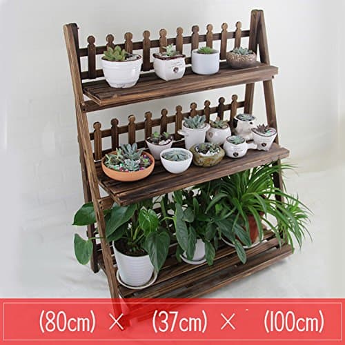 Solid wood balcony staircase plant stand,Multi-tier solid wood flower racks pot rack floor for outdoor Indoor-D