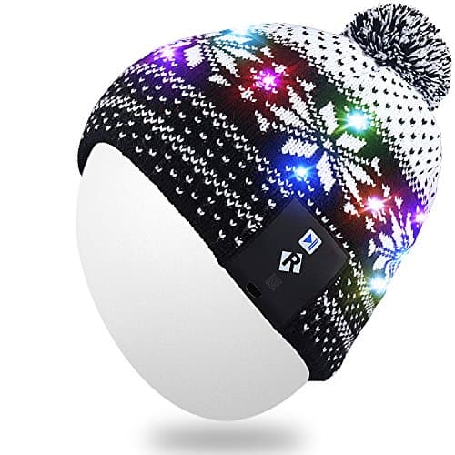 Qshell LED String Light Up Beanie Hat Knit Cap with Copper Wire Colorful Lights 4 feet 18 LEDs for Men Women Indoor and Outdoor, Festival, Holiday, Celebration, Parties, Bar, Christmas Gifts - Black