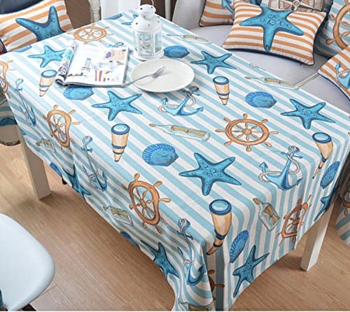 Tabgw Rectangular Tablecloth Dining Room Garden Hotel Cafe Table Cover Cloth European Style Cotton and Linen Starfish 100×140Cm Home Decoration