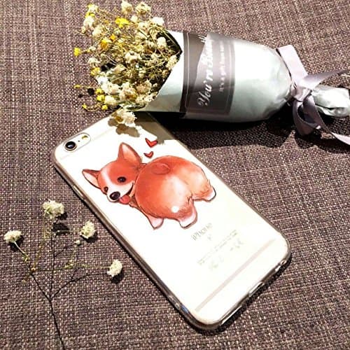 Sleeping bear)iPhone 7 Plus/8 Plus Case Cover, Lovely Pet Cute Animal Cartoon Little Dog phone Case,Slim,Shock-Absorption Bumper,Anti-Scratch TPU Soft Cover, with Lanyard-Welsh Corgi Pembroke