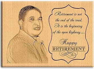 Incredible Gifts India Rectangular Tabletop Personalized Beech-Wood Photo Plaque - Best Retirement Gift for Father|Mother|Boss (9x7 inches, Brown)