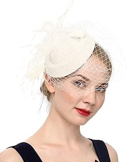 Fascinators Hats 20s 50s Hat Pillbox Hat Cocktail Tea Party Headwear with Veil for Girls and Women