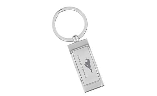 Ford Mustang Satin Silver Insert Rectangle Curve Shape Keyring