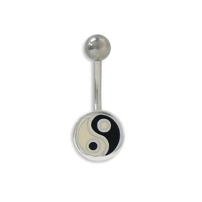 Ying Yang Logo Belly Button Ring 14G