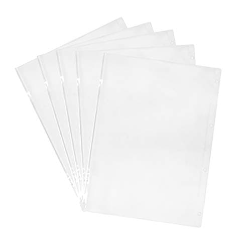 Eilova 4 Holes Clear Plastic PVC Binder Pockets Sheet Protector Fit 4-Ring Loose-Leaf Planner Notebook Refills Business Card Holder File Document Pouch Storage Bag Pencil Case(A4, 5Packs)