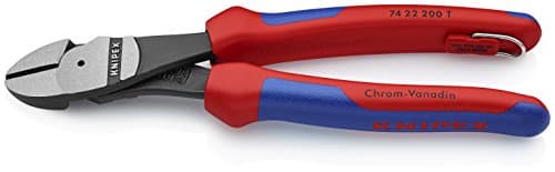 KNIPEX - 74 22 200 T BKA Tools - High Leverage Angled Diagonal Cutters, 12 Degree Angled, Multi-Component, Tethered Attachment (7422200TBKA)