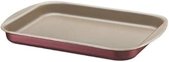 Tramontina Brasil 28cm 2L Red Aluminum Flat Roasting Pan with Interior and Exterior Starflon Max PFOA Free Nonstick Coating