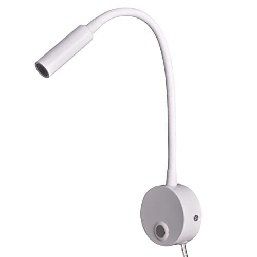 Agese LED Reading Light Wall Sconce Light Touch Switch On Off Stepless Dimmable 3 Watts Edison Warm White 3000K Wall Mounted Plug Cord For Reading Books and Sleeping (Warm whtie 3000K(white body))