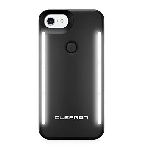 Clearon Duo LED Lighting Case - Dimmable Front and Back LED Lighting with Charger for iPhone 8 6 & 7 Plus (Black)