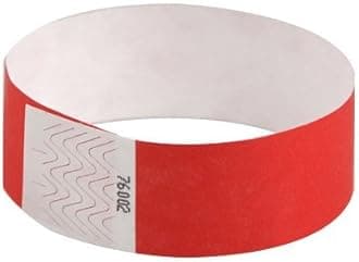 100 x 1 Inch Bright Red Tyvek Wristbands