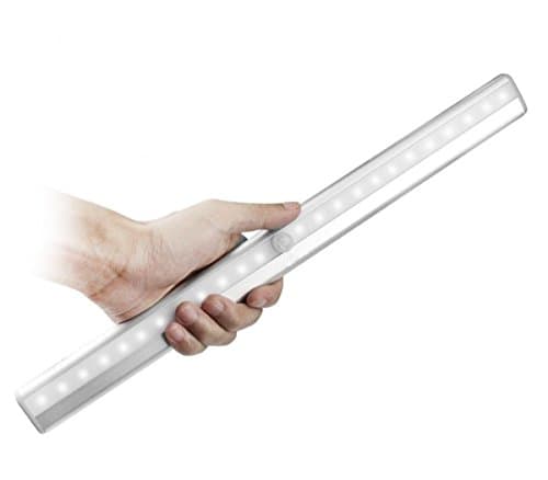 1 PC 20 LED Motion Sensor Light Under Cabinet Lights Stick Wireless Wardrobe Stairs Step Light Bar LED Night Light Safe Lights (White)