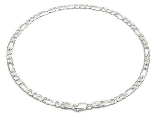 Sandra Creative Design Silver-tone 9" 10" 11" 12" Figaro Anklet -4mm 9 inch