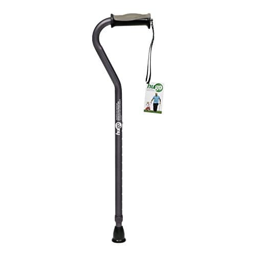 Hugo Mobility Adjustable Offset Handle Cane with Reflective Strap, Smoke by Hugo Mobility
