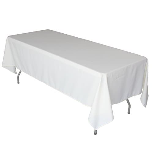 FantasyDeco Rectangular Polyester Fabric Tablecloth, Ivory, 60x126-inch