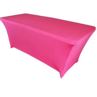 SY66 Tablecloth Cover, 6 ft white,Table Cloth Skirts, Rectangular, Polyester/Spandex, Elastic, Stretchable Linen, Stain &amp; Wrinkle Proof, for Folding Tables, Wedding, DJ, Events (fushia)