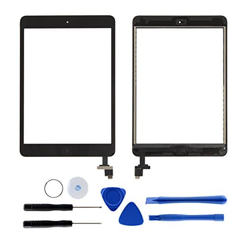 Touch Screen Replacement for iPad Mini 1 2 Retina,Front Digitizer Assembly with IC Chip, Home Button and Camera Holder + 7 Pieces Tools + Adhesive Tape Pre-installed by ZHCH