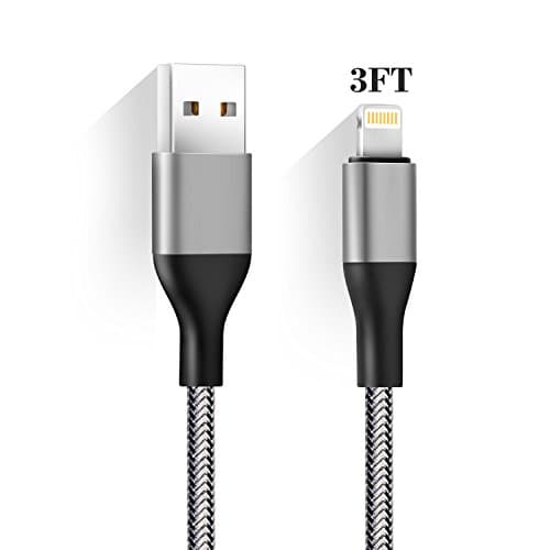 Lightning Cable, Everdigi 3FT Nylon Braided Sync Charger Compatible with X/8/8 plus/7/7 plus 6/6s/6 plus/6s plus,/5c/5s/5/ Se-Black&amp;White