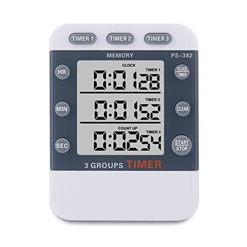Kitchen timer,YoyoKit 3 Channels Simultaneous Timing Countdown Up Digital Cooking Timer with Large LCD Display, Loud Alarm, Memory Stopwatch Function,Magnetic Backing Stand for Cooking Baking Sports