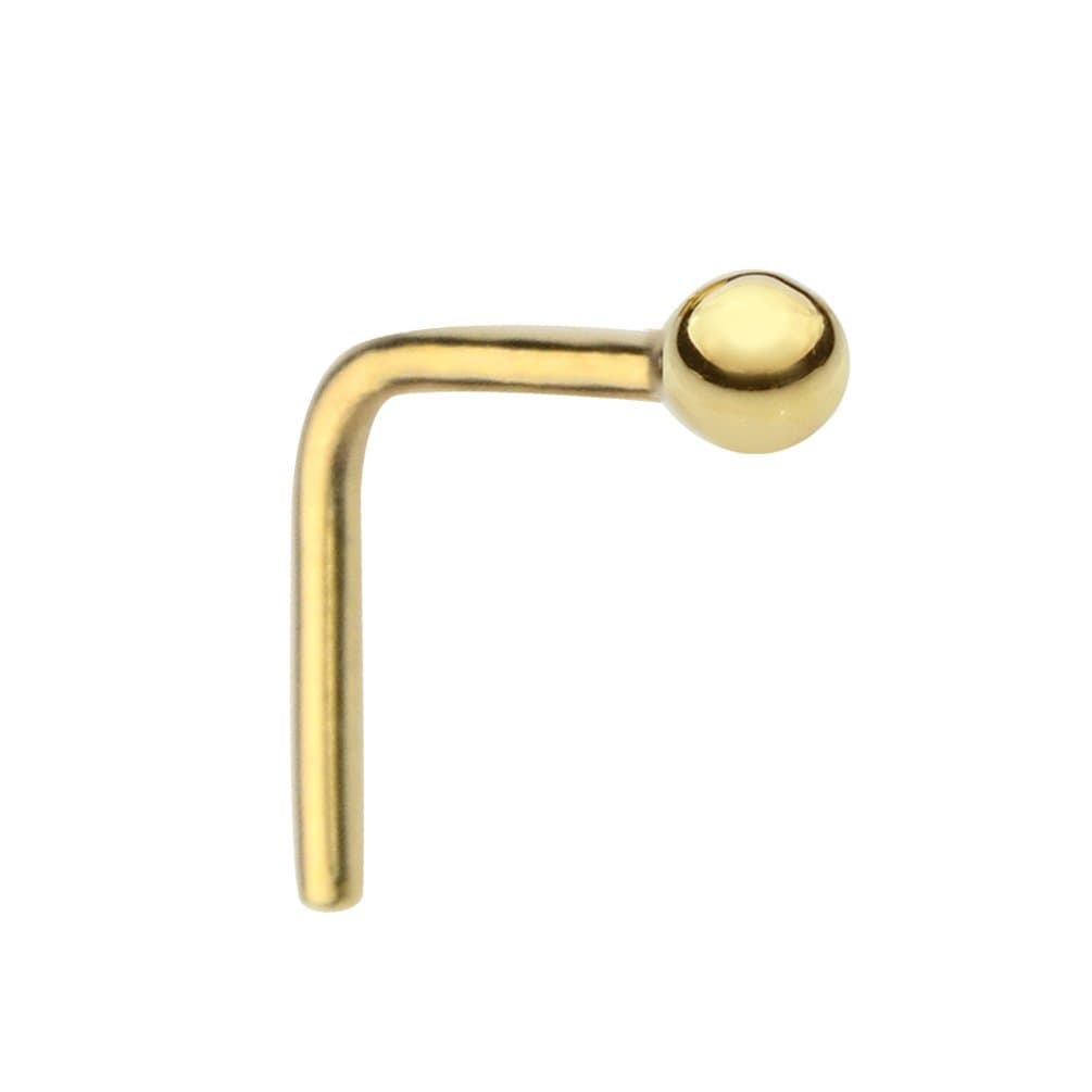 Nose Ring - Nose Stud - Nose Piercing - 14K Solid Yellow Gold 22 Gauge 1.5mm Ball