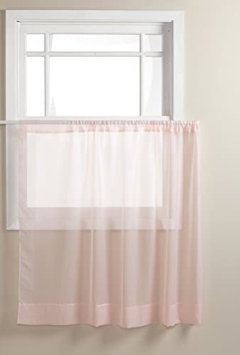 Graceful 36" Short Panel Solid Sheer Window Curtain Rod Pocket 58" Wide (Light Pink)