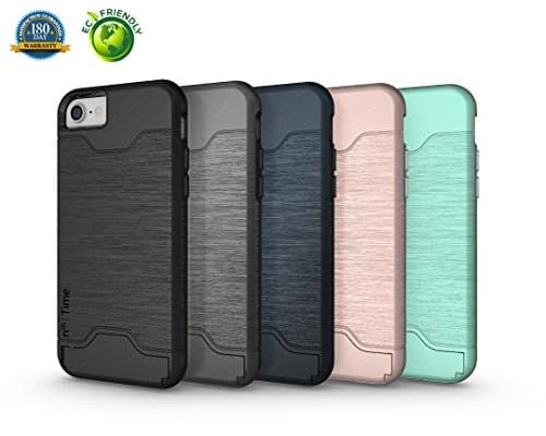 Apple iPhone 8 Plus, iPhone 7 Plus Multi-Purpose Protective Case by nth Time | Card holder, Wallet, Kickstand, Camera Protection, Shock Proof, Free tempered glass screen protector - Black