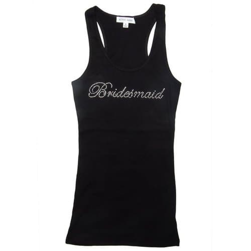Crystal Bridesmaid Script Tank Top (Small, Black)